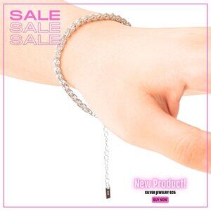 Rhodium-plated sterling silver bracelet for women